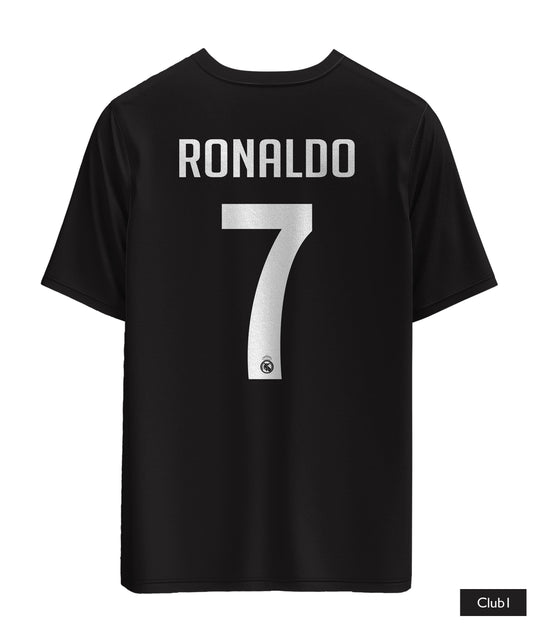 Ronaldo Real Madrid Shirt In Black With His Name