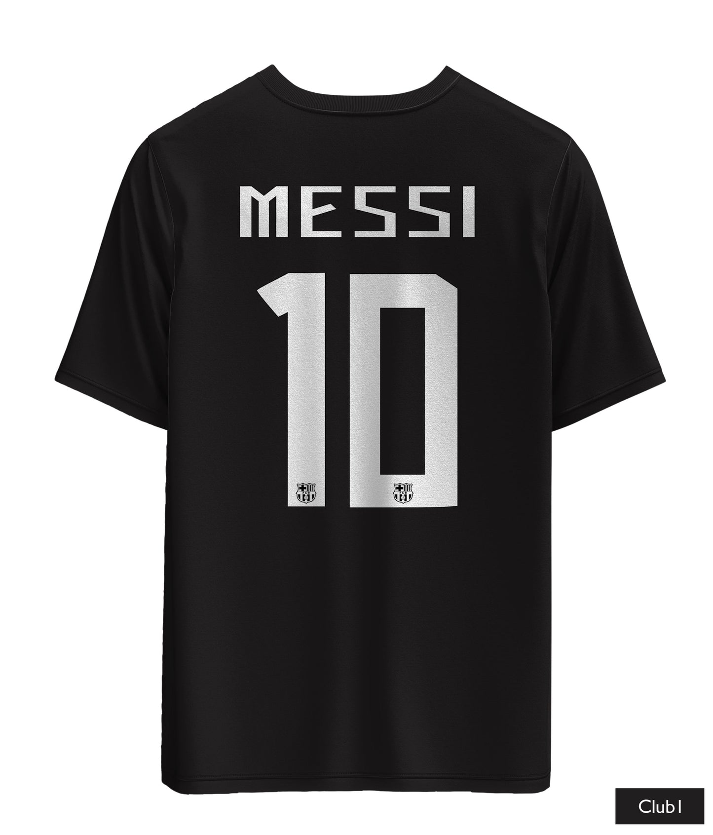 Messi Barcelona Shirt In Black And White With His Name