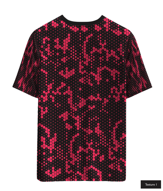 Hexagonal Halftone In Neon Red