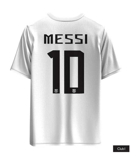 Messi Barcelona Shirt In White With His Name