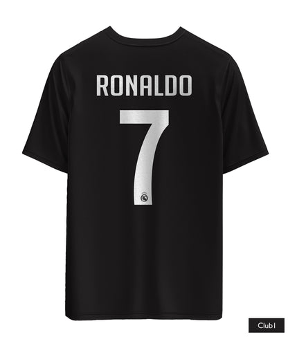 Ronaldo Real Madrid Shirt In Black And White With His Name