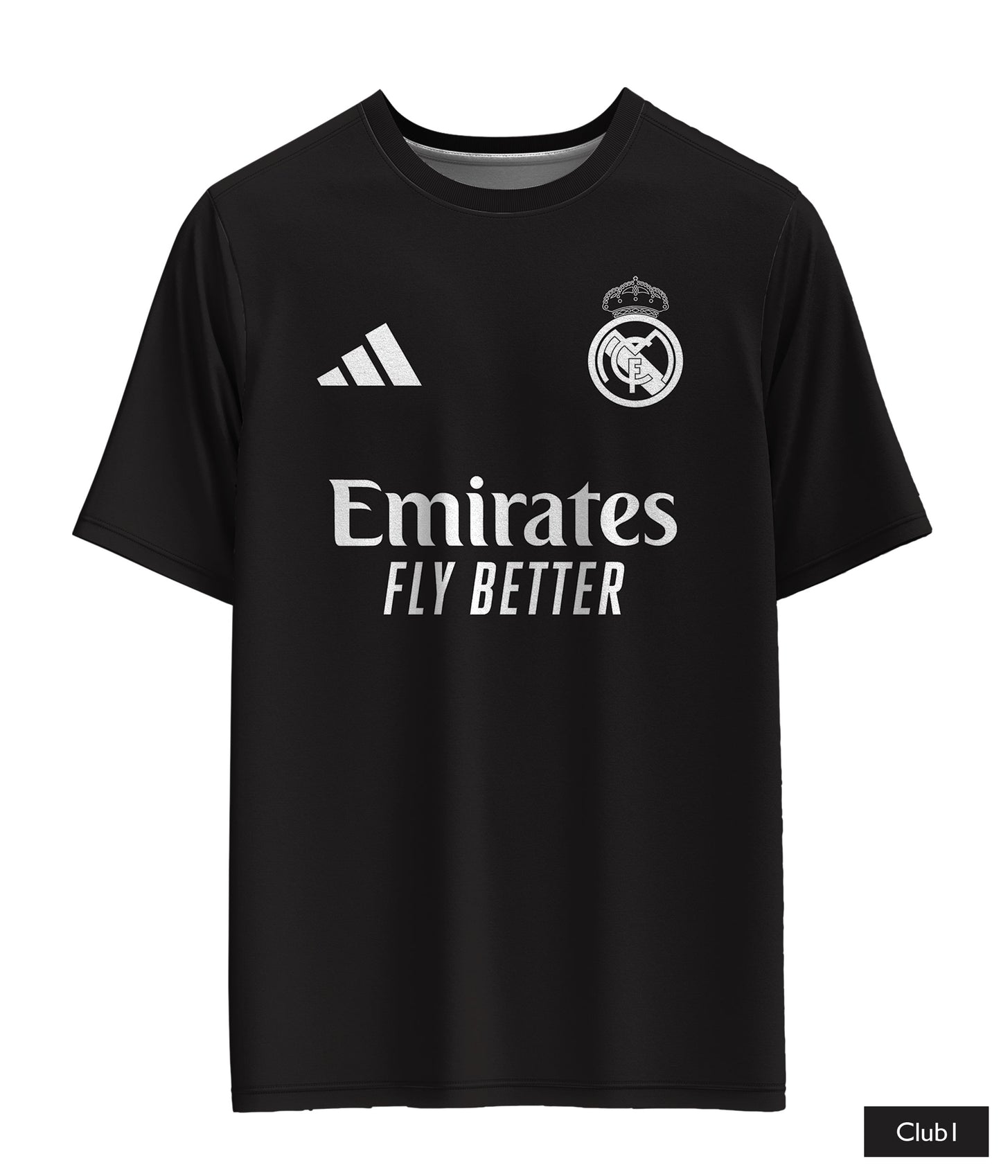 Ronaldo Real Madrid Shirt In Black And White With Ronaldo Logo