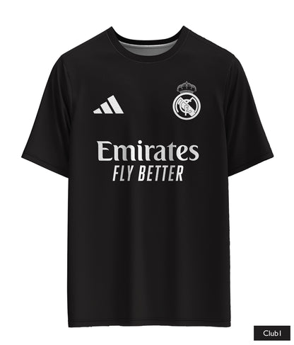 Ronaldo Real Madrid Shirt In Black And White With Ronaldo Logo