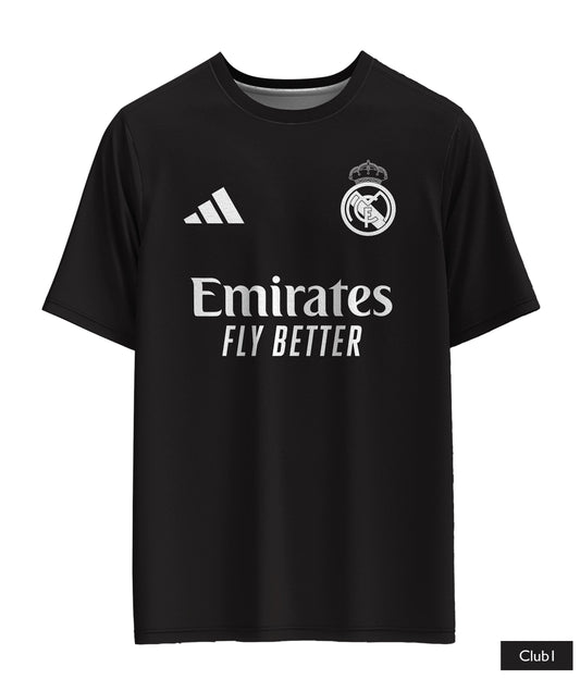 Ronaldo Real Madrid Shirt In Black With His Image Logo