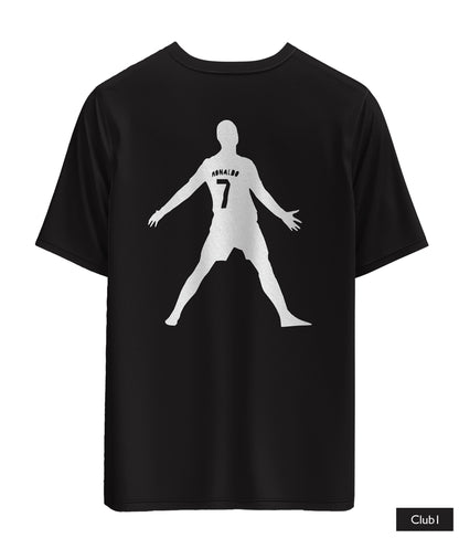 Ronaldo Real Madrid Shirt In Black And White With Ronaldo Logo