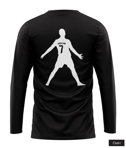 Ronaldo Real Madrid Shirt In Black And White With Ronaldo Logo