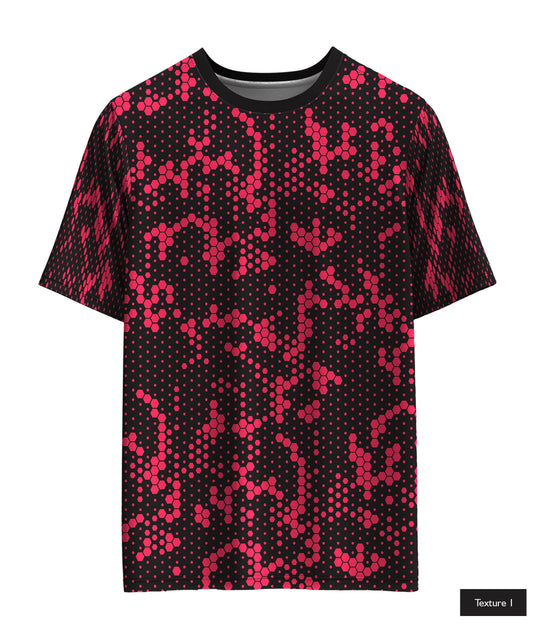 Hexagonal Halftone In Neon Red