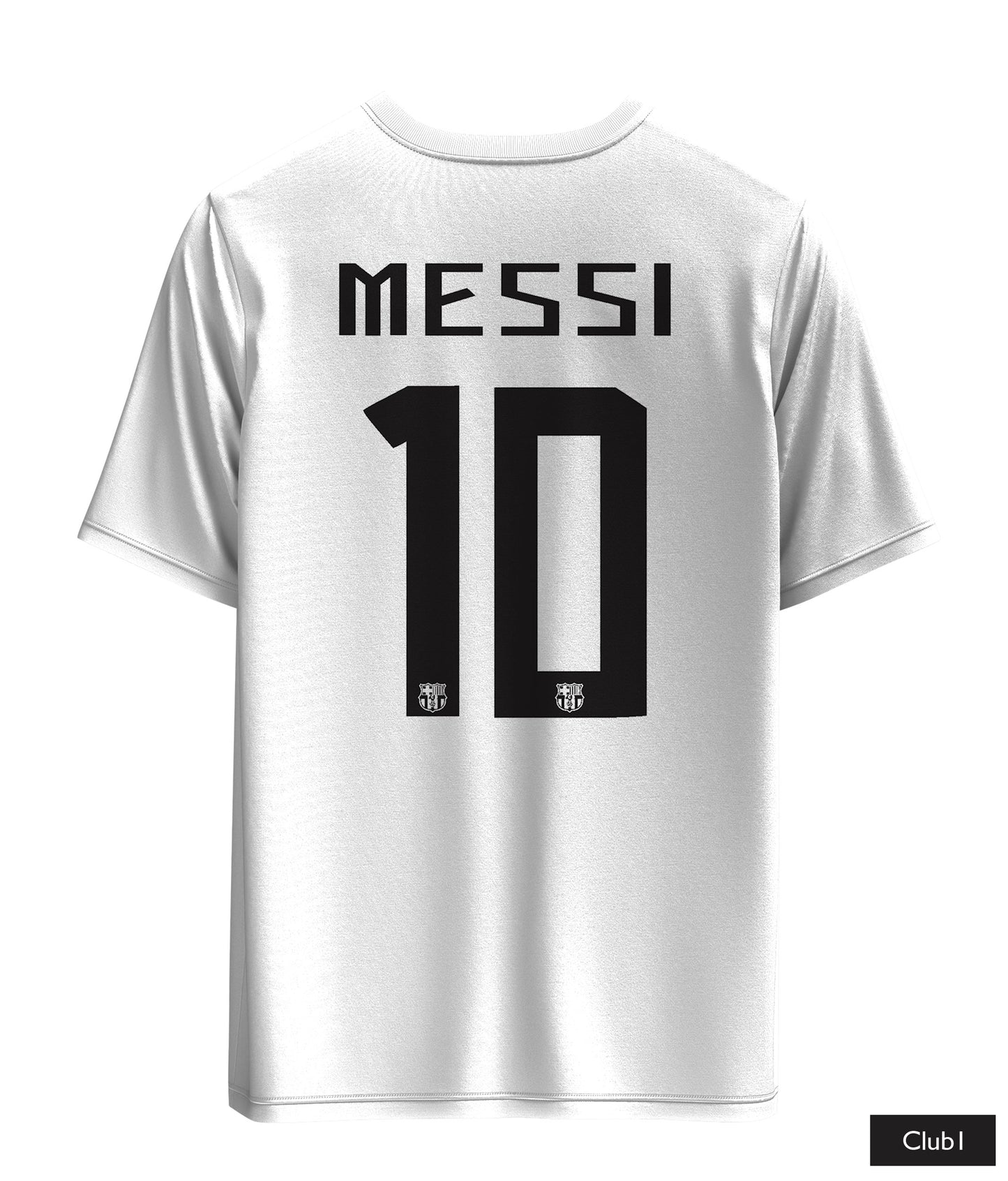 Messi Barcelona Shirt In Black And White With His Name
